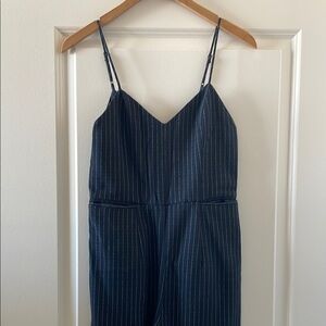 Anthropologie Navy Pinstripe Jumpsuit